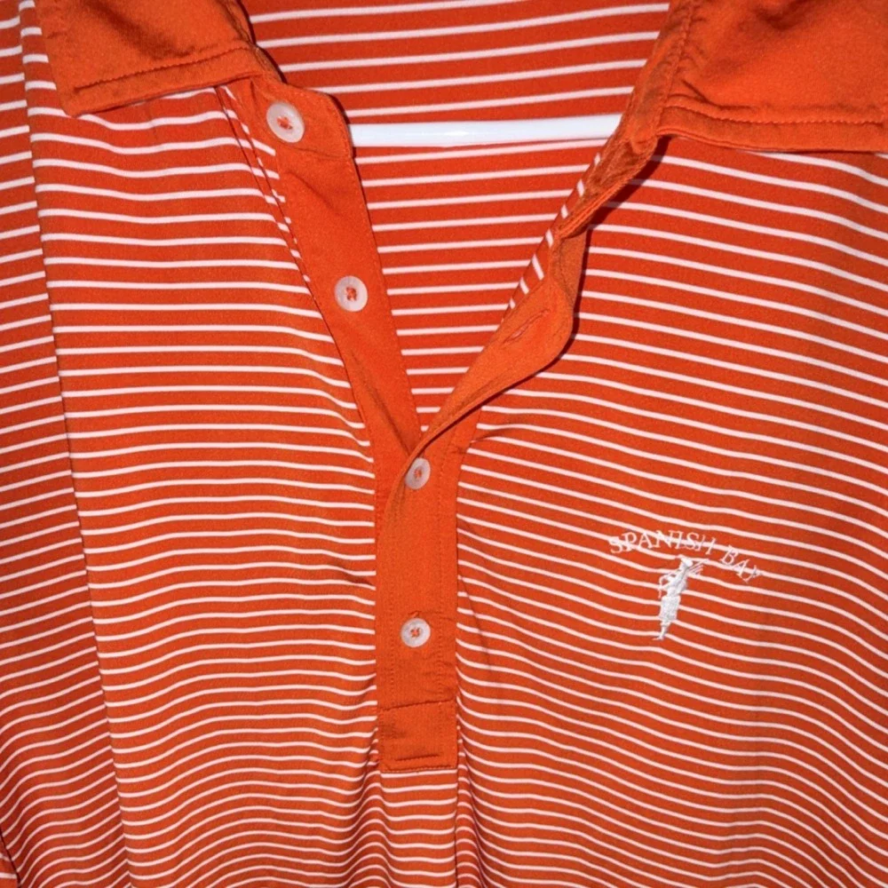 Ralph Lauren RLX Men's L Orange Striped Golf Polo Shirt Short Sleeve